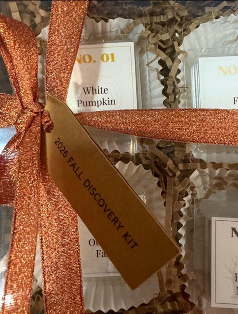 Close-up of Fall Discovery Kit box corner and wax melts