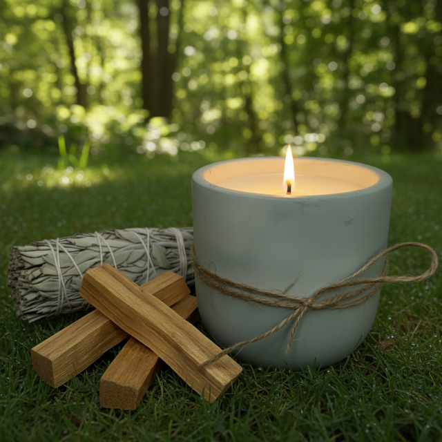 Sacred Space Concrete Healing Candle – Non-Toxic Coconut Soy Candle