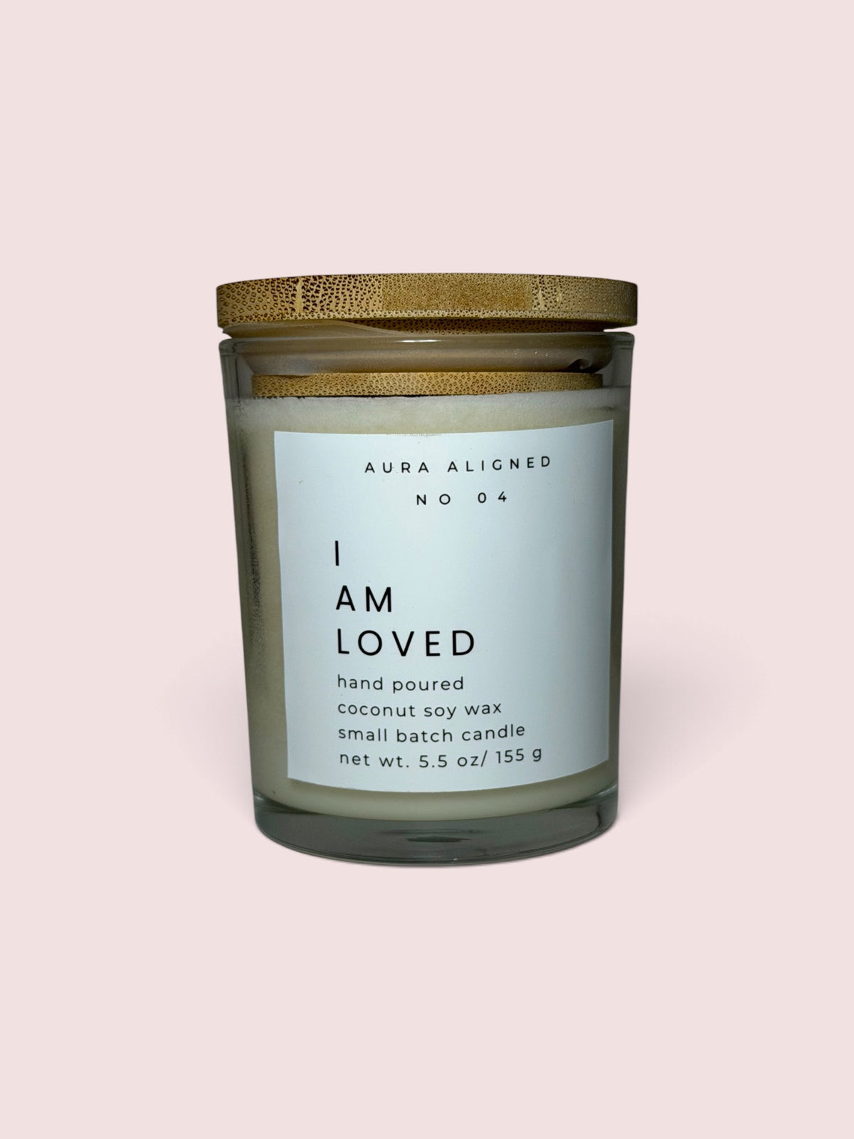 I Am Loved affirmation candle, Bougie D'amour scent blend, hand-poured coconut soy candle by Aura Aligned Creations