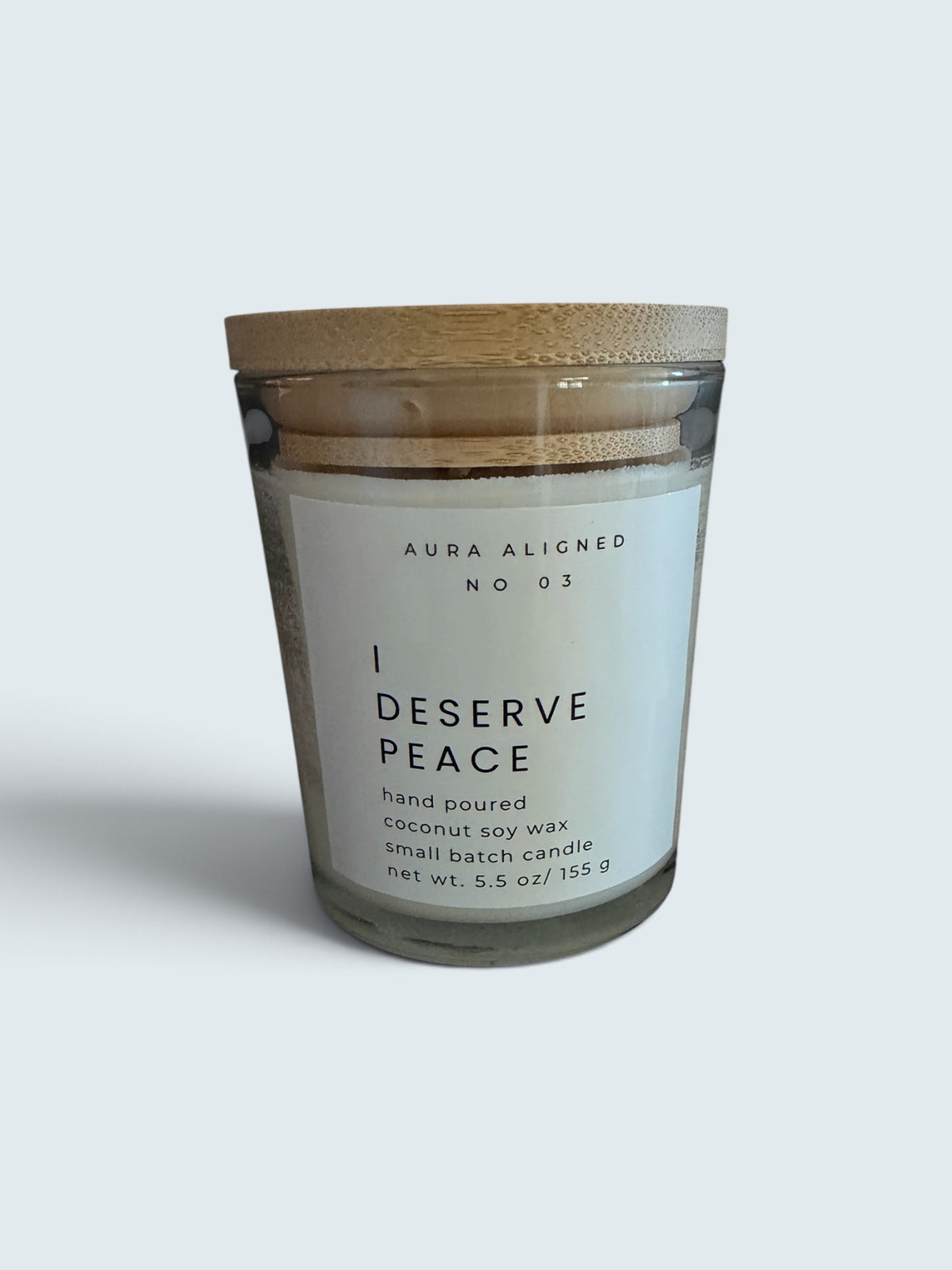 I Deserve Peace affirmation candle, Aura Reset scent blend, hand-poured coconut soy candle by Aura Aligned Creations